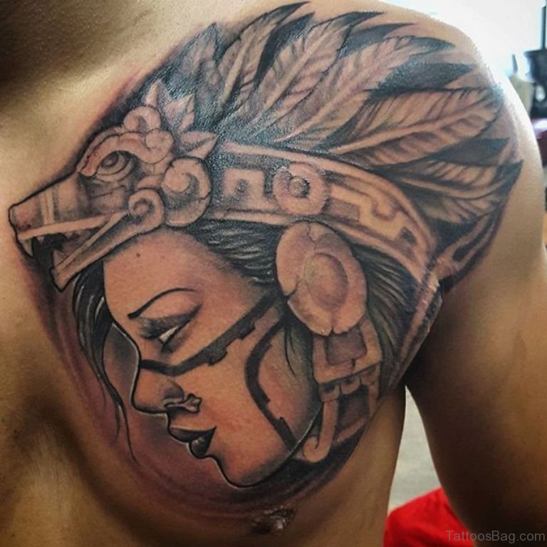 Aztec warrior chest tattoos for men 0052