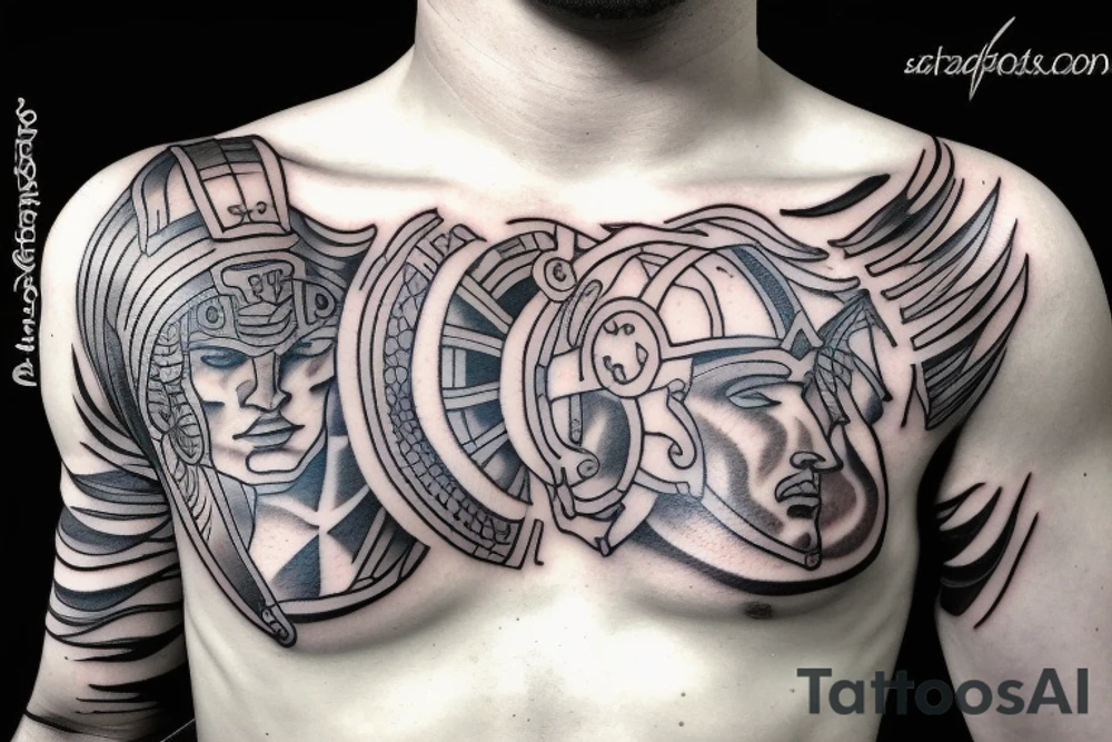 Aztec warrior chest tattoos for men 0067