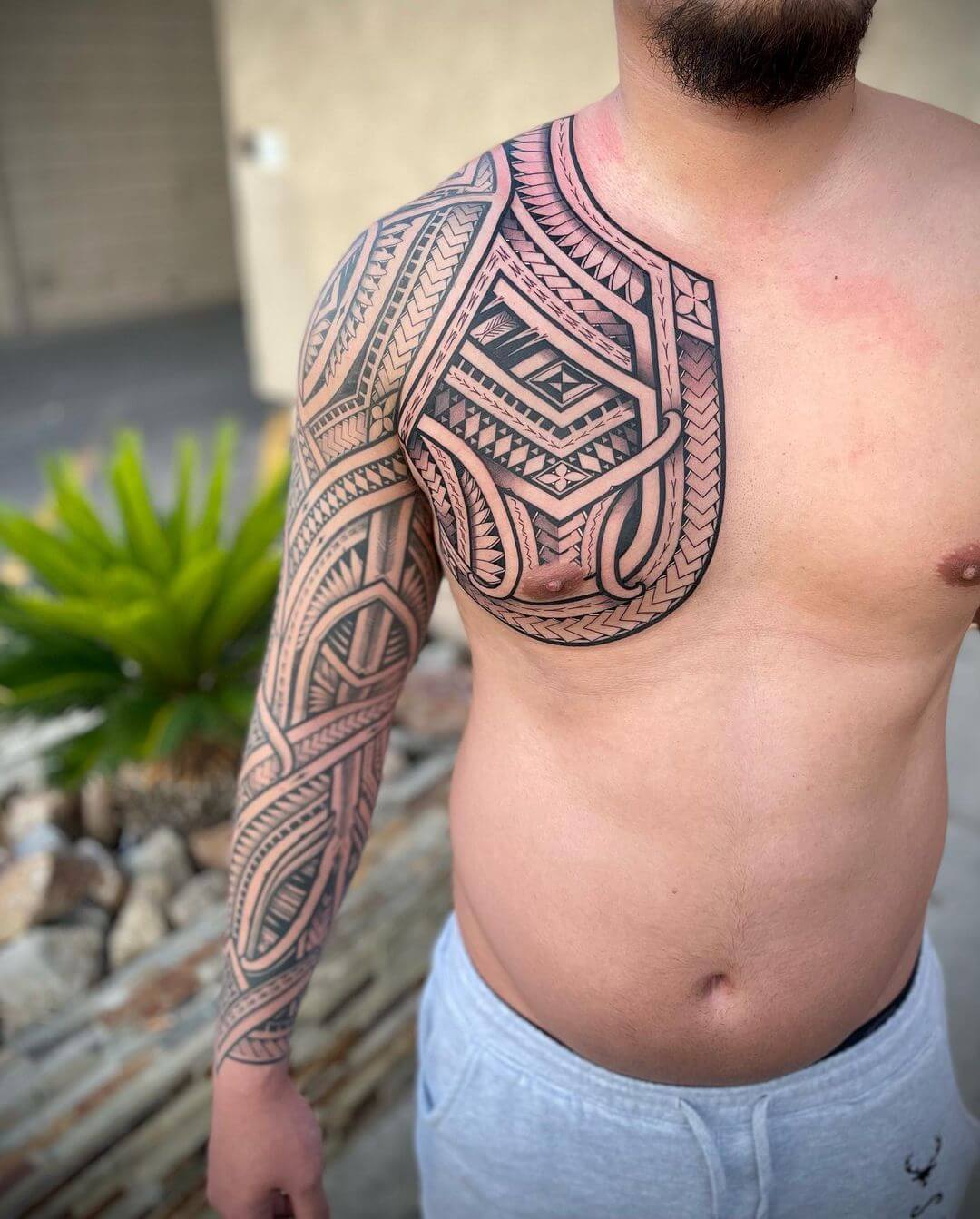 Aztec warrior chest tattoos for men 0072