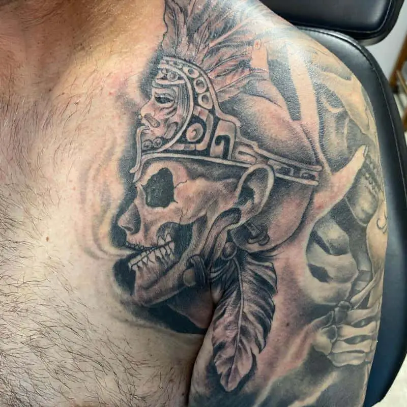 Aztec warrior chest tattoos for men 0081