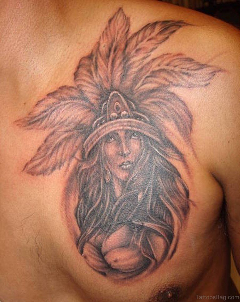 Aztec warrior chest tattoos for men 0086