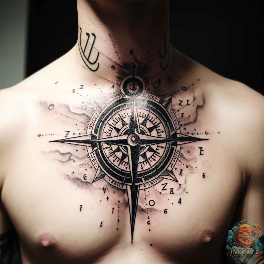 best compass chest tattoos for men