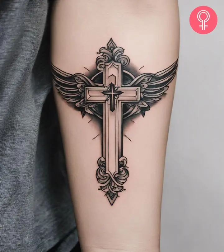 best Cross with wings tattoo ideas for men