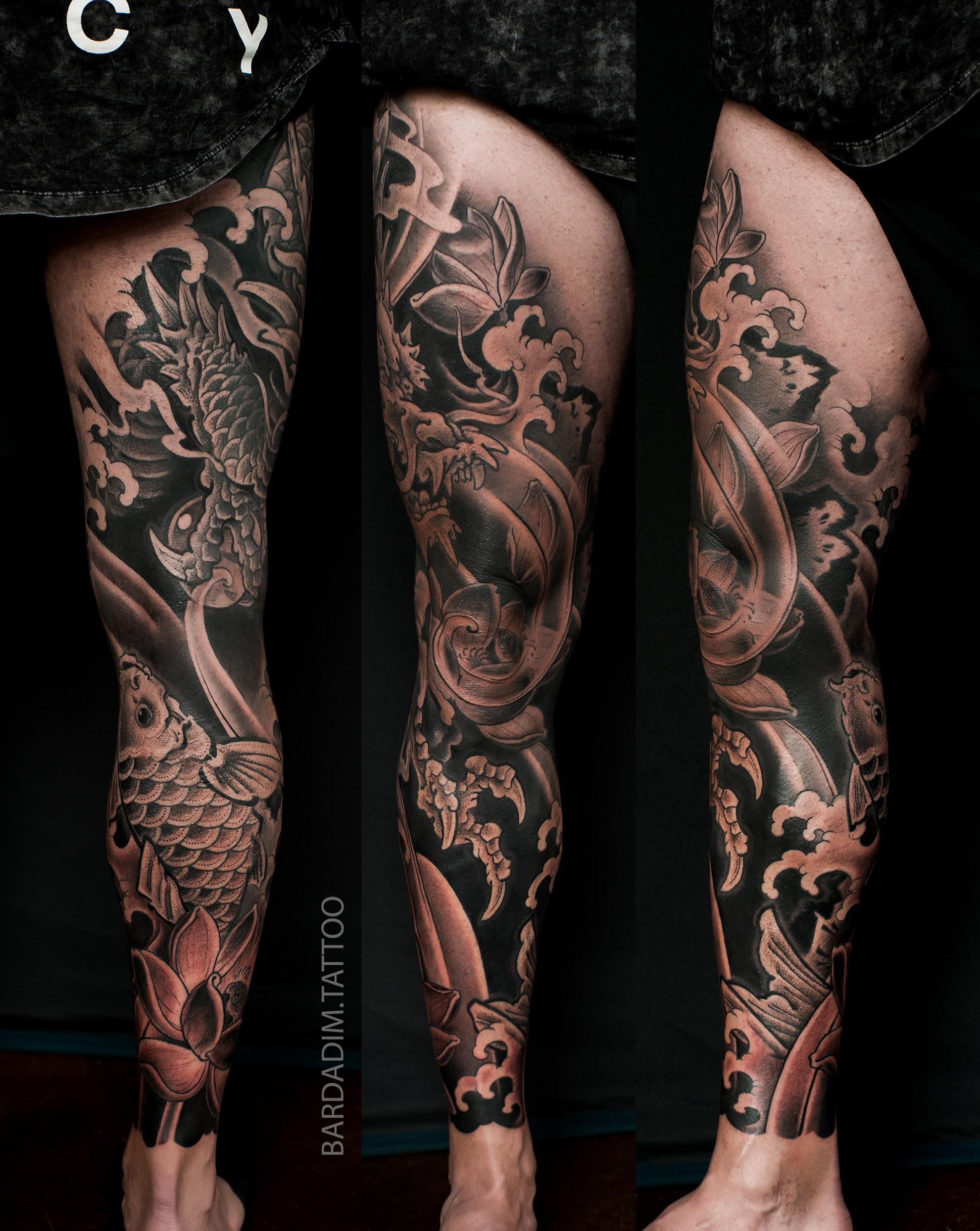 best dragon leg tattoos for men