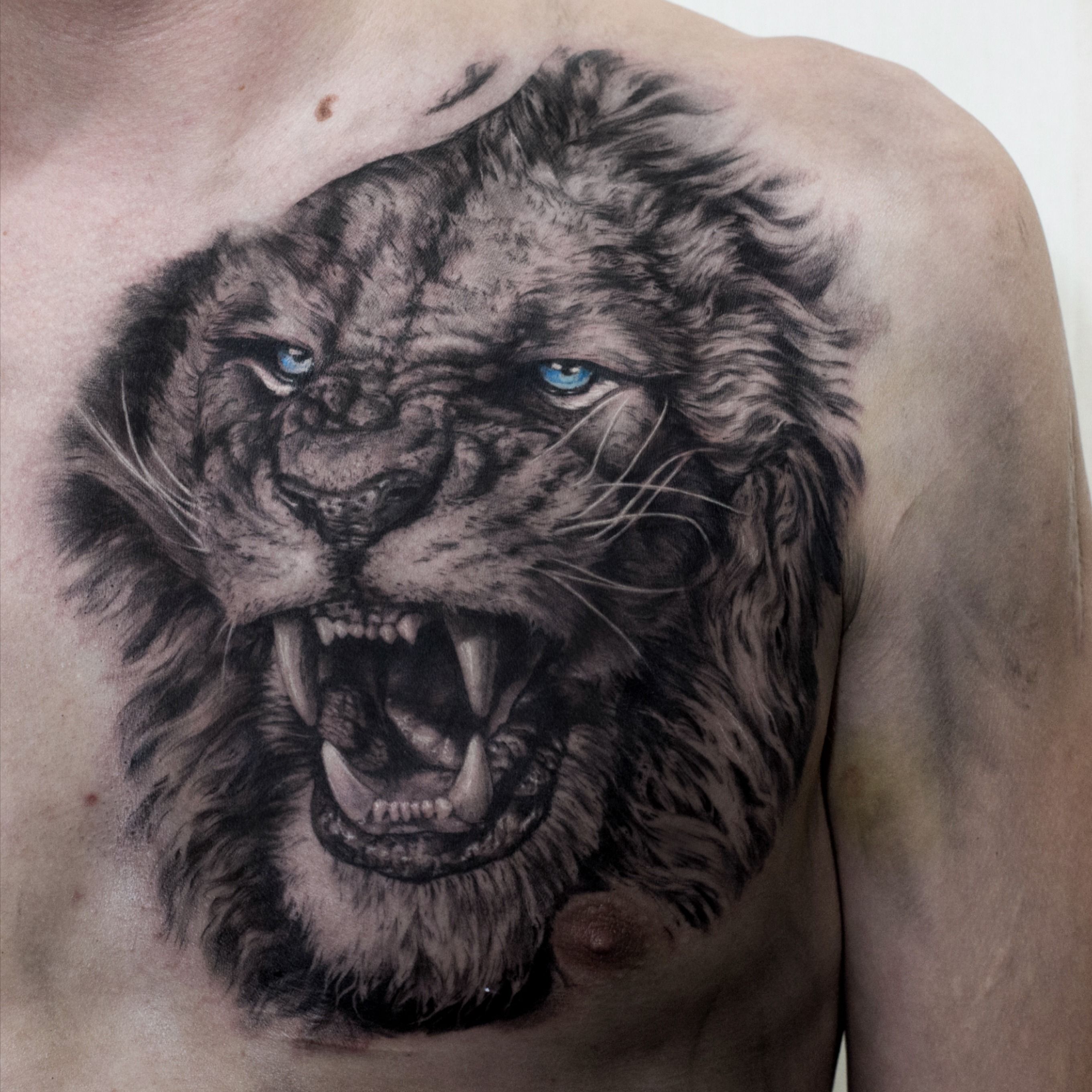 best lion chest tattoos for men