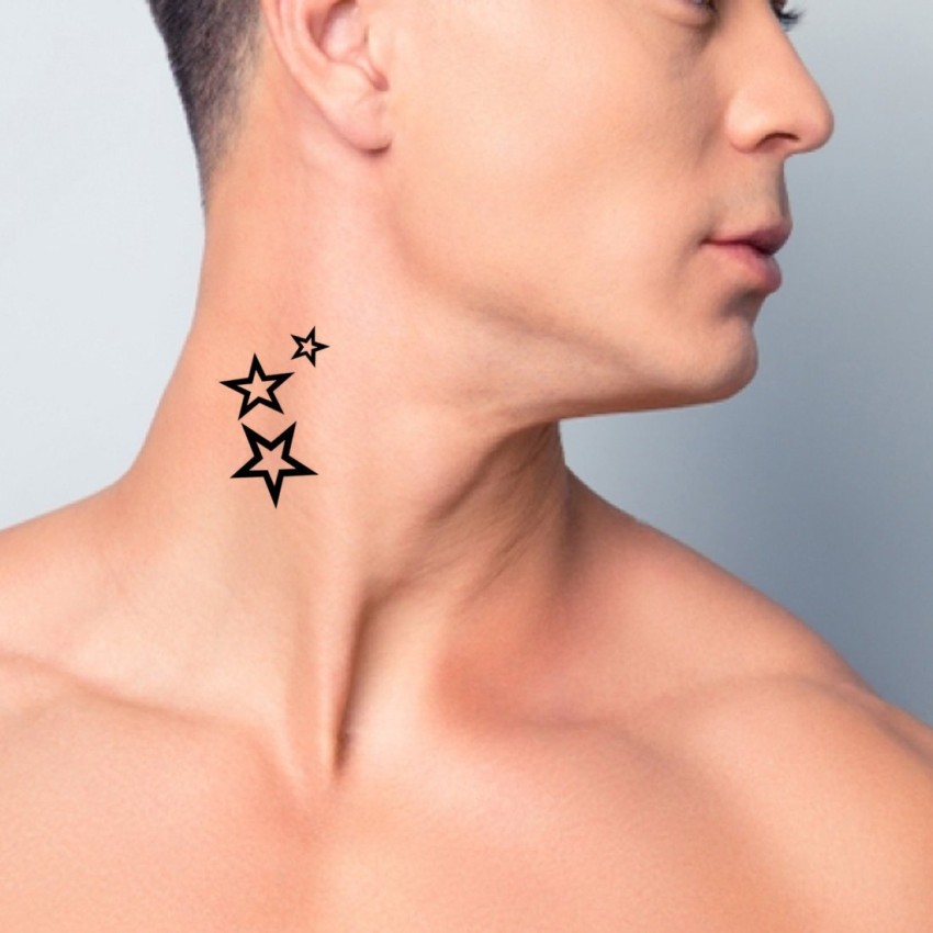 best star tattoos on neck for men