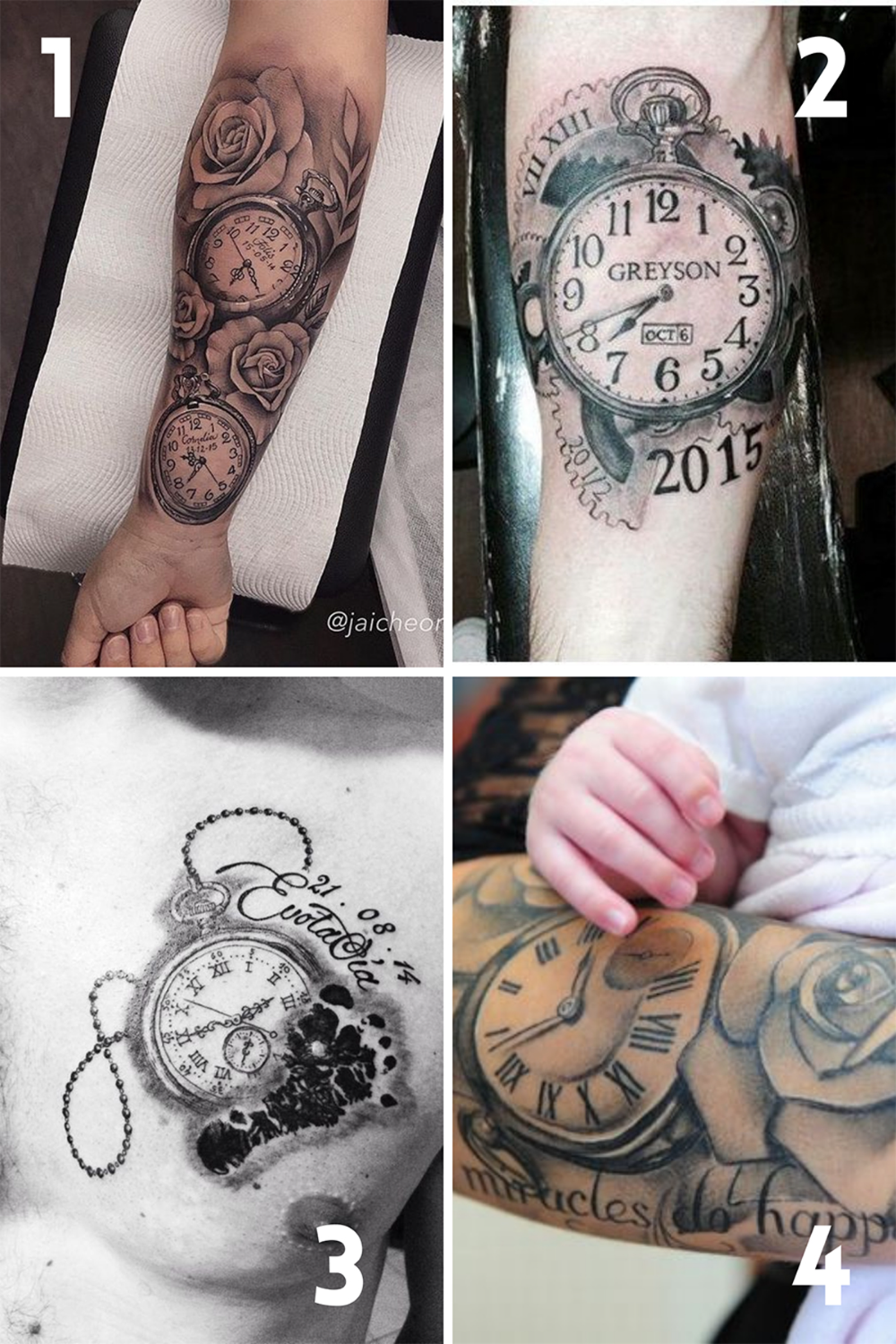 birth clock tattoo designs for men