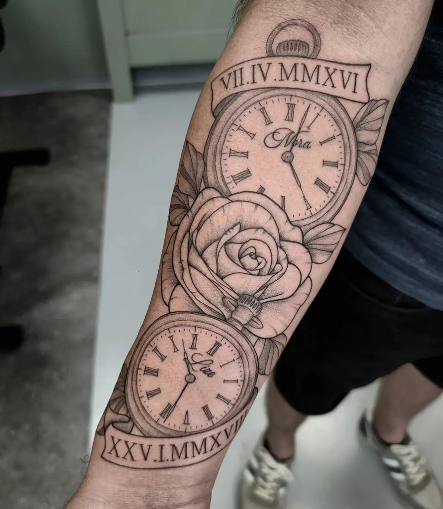 birth clock tattoo for men 0017