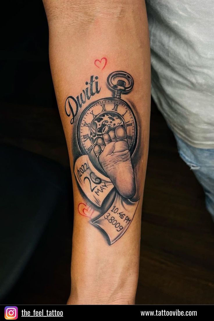 birth clock tattoo for men 0070