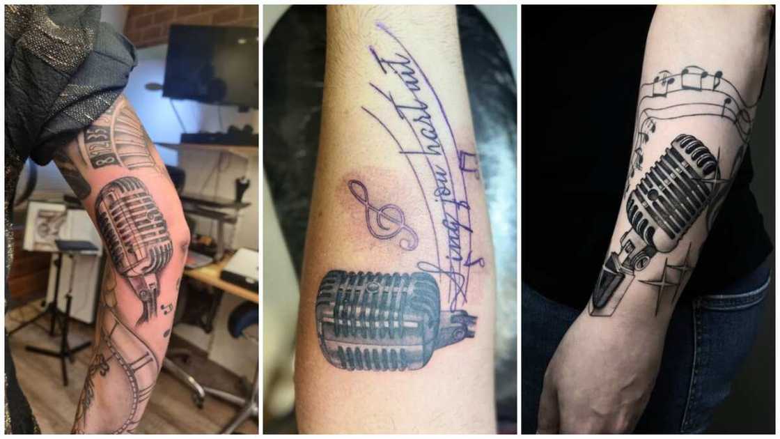 black and gray music tattoos for men.