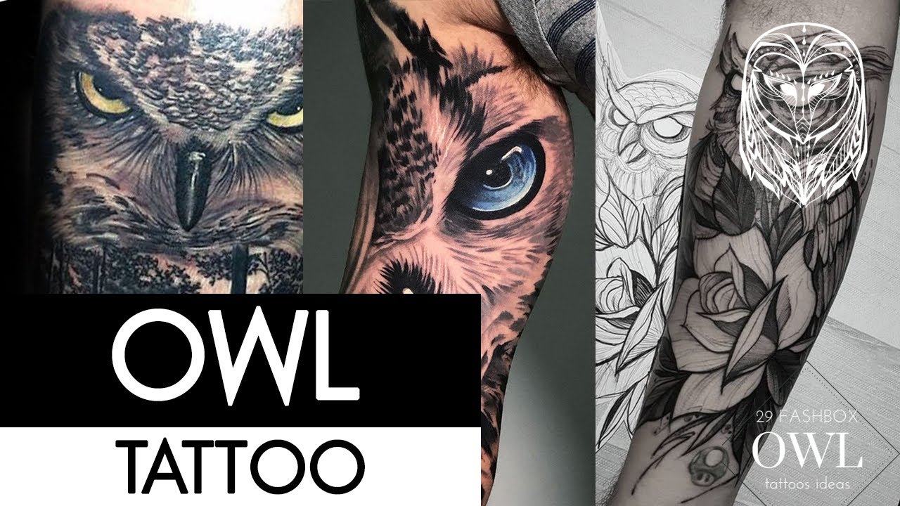 black and gray owl tattoos for men