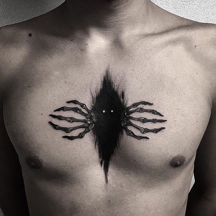 black and gray scary tattoos for men.