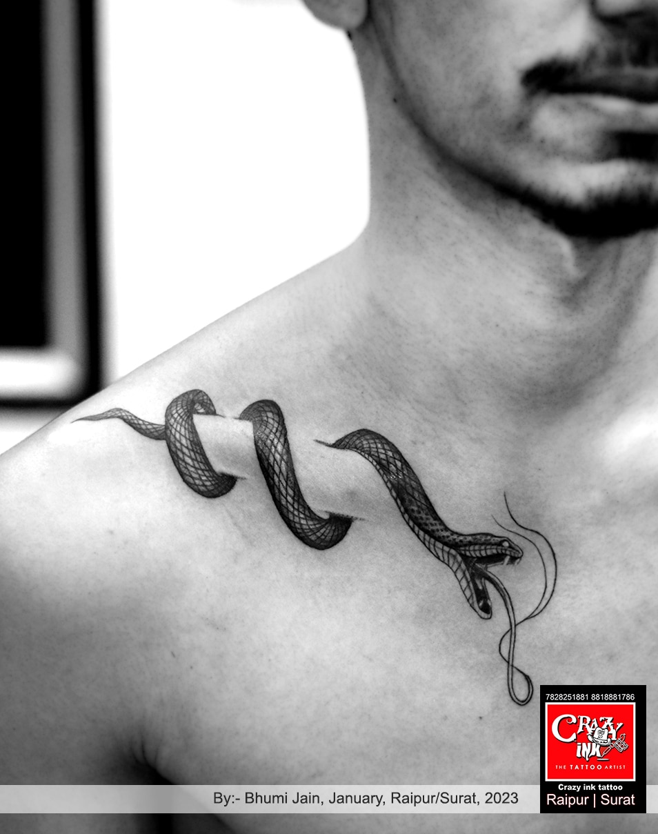 black and gray snake tattoos for men