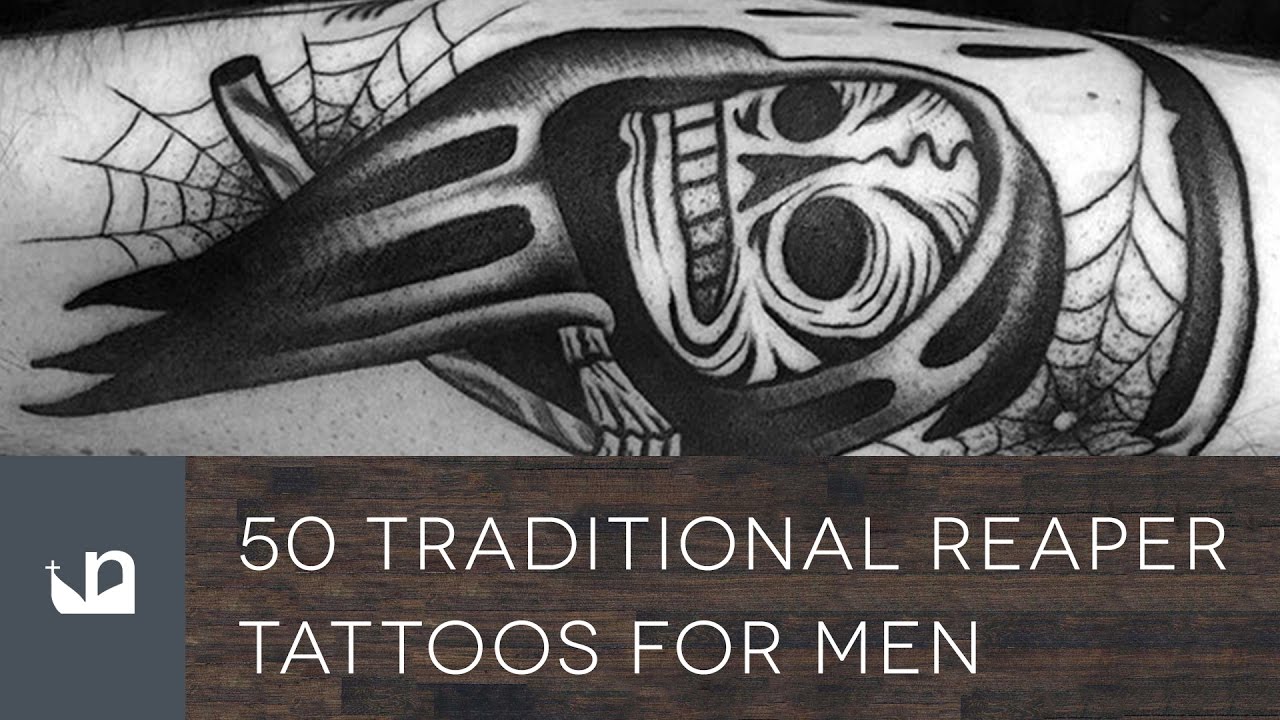 black and grey Grim Reaper tattoos for men