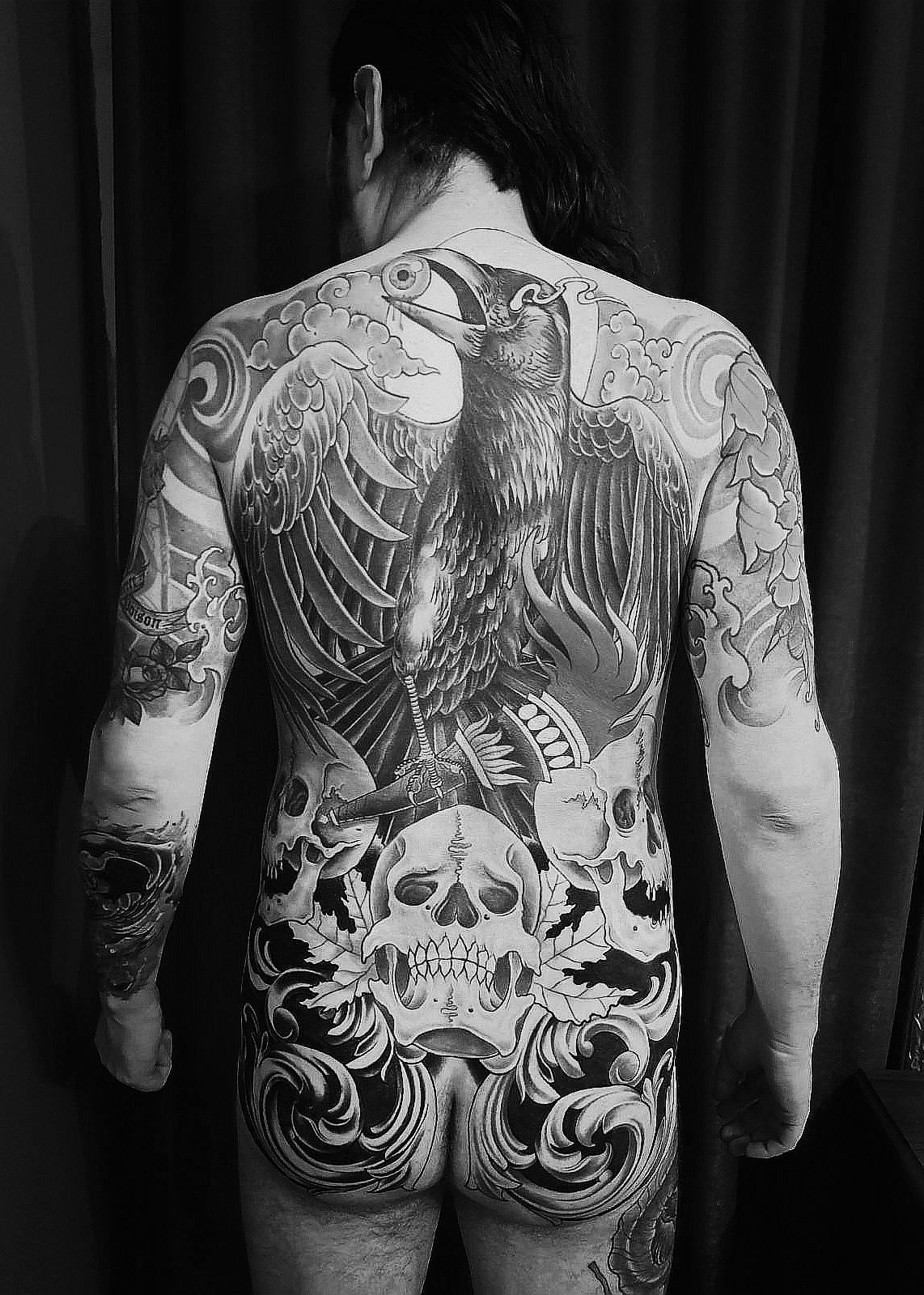 black back tattoos for men 0084