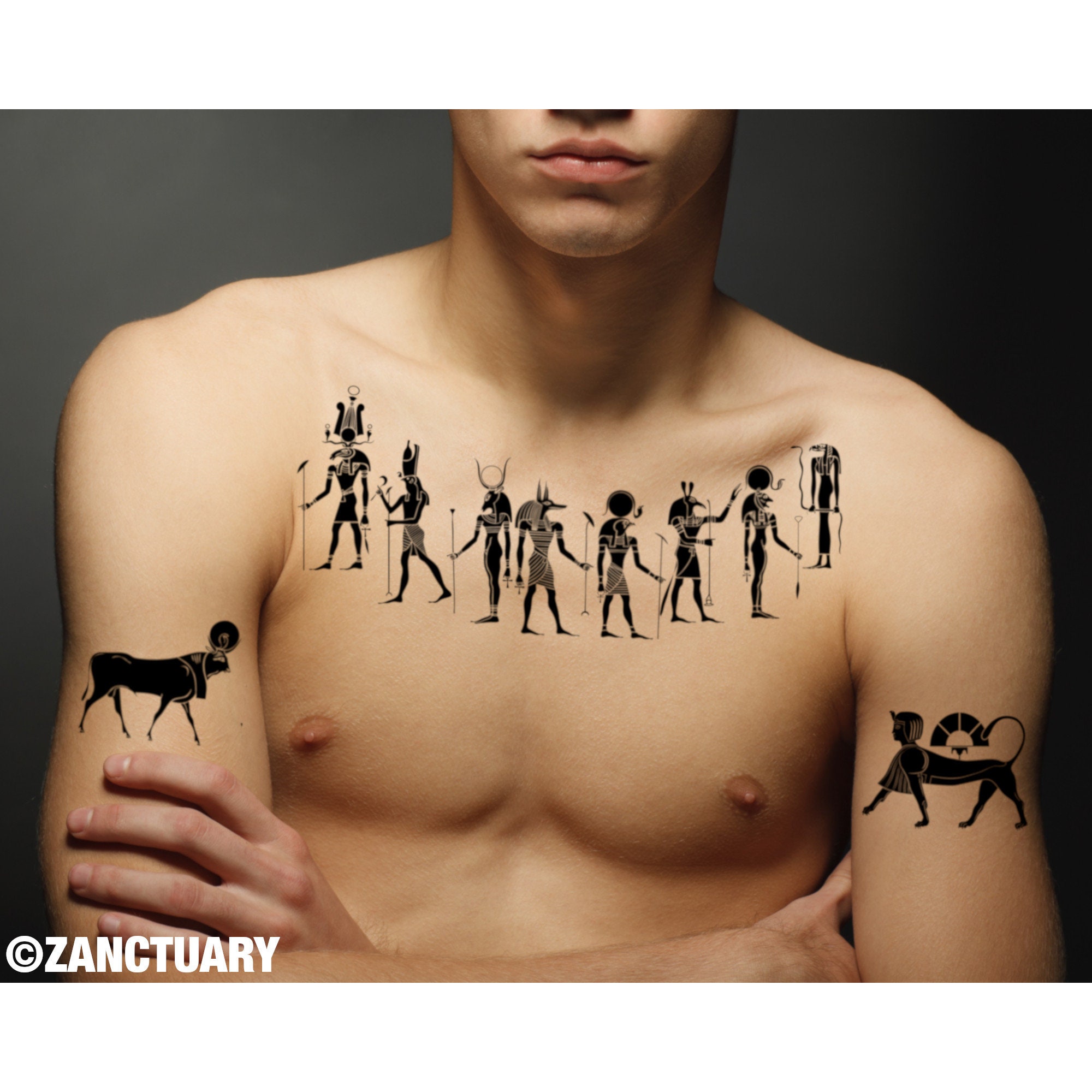 black Egyptian chest tattoos for men 0014