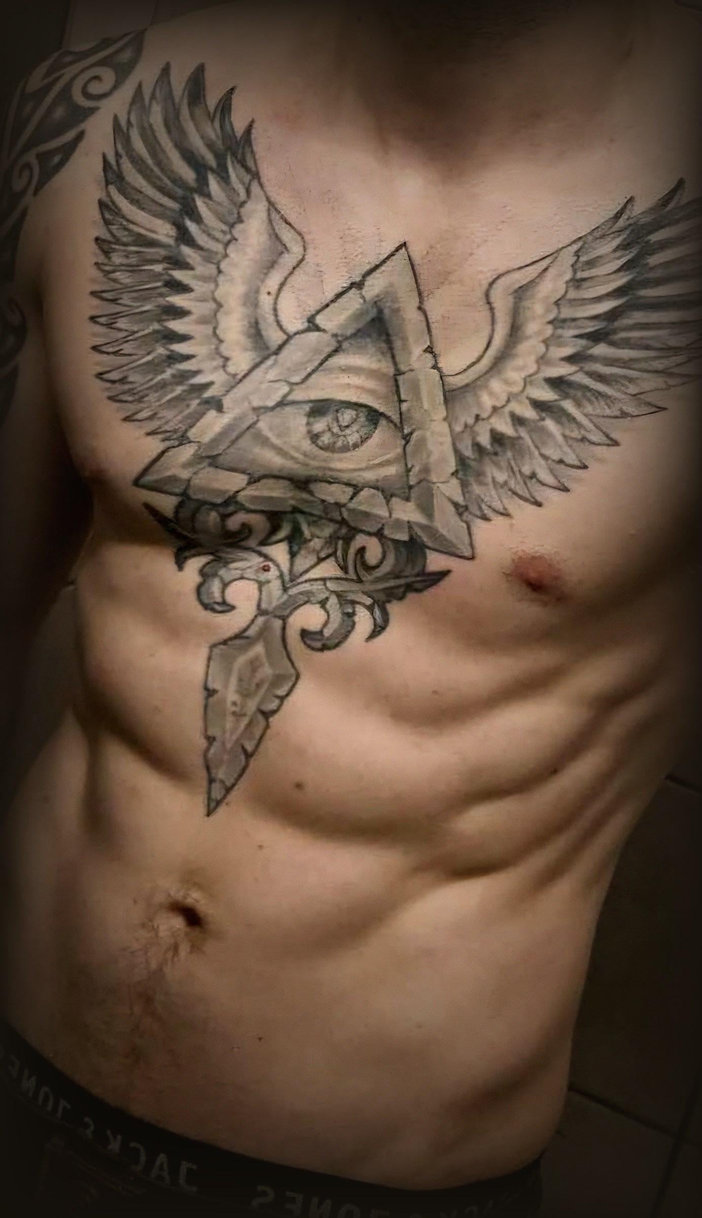 black Egyptian chest tattoos for men 0022