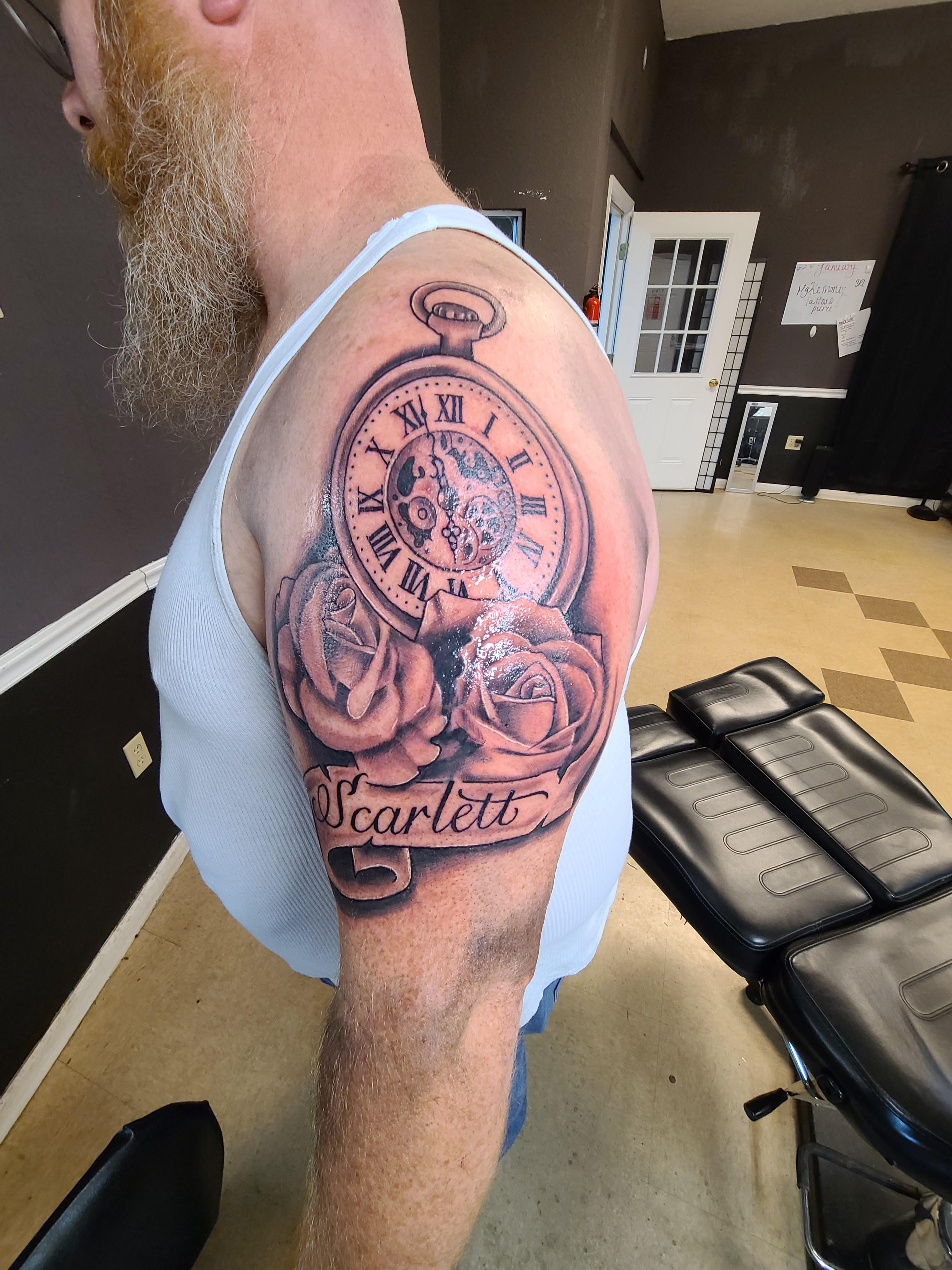 bold birth clock tattoos for men