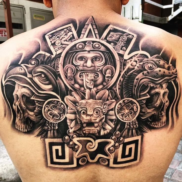 bold designs of Aztec warrior chest tattoos for men