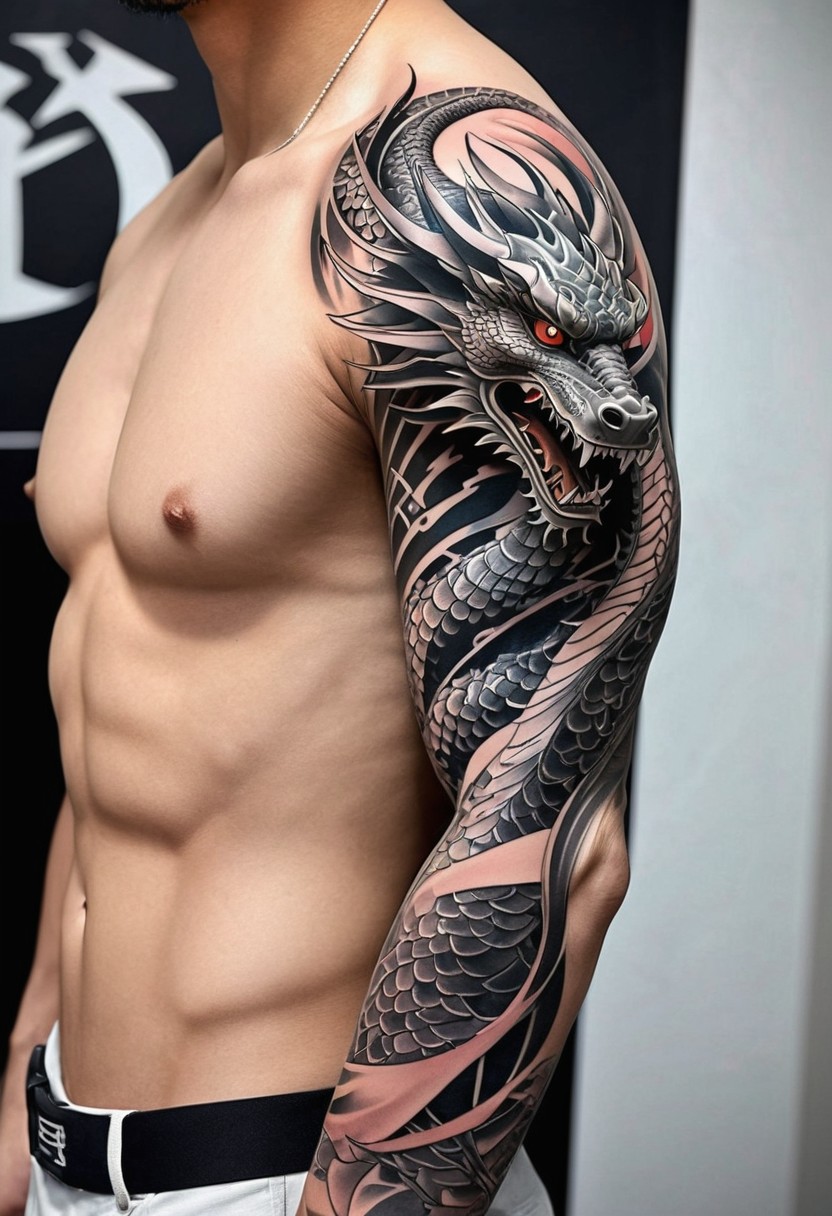 bold dragon tattoo sleeves for men inspirations