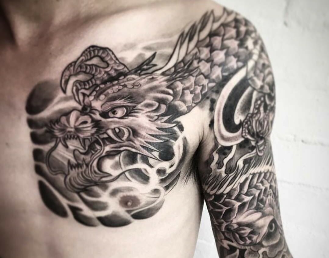 bold dragon tattoos for men chest inspirations