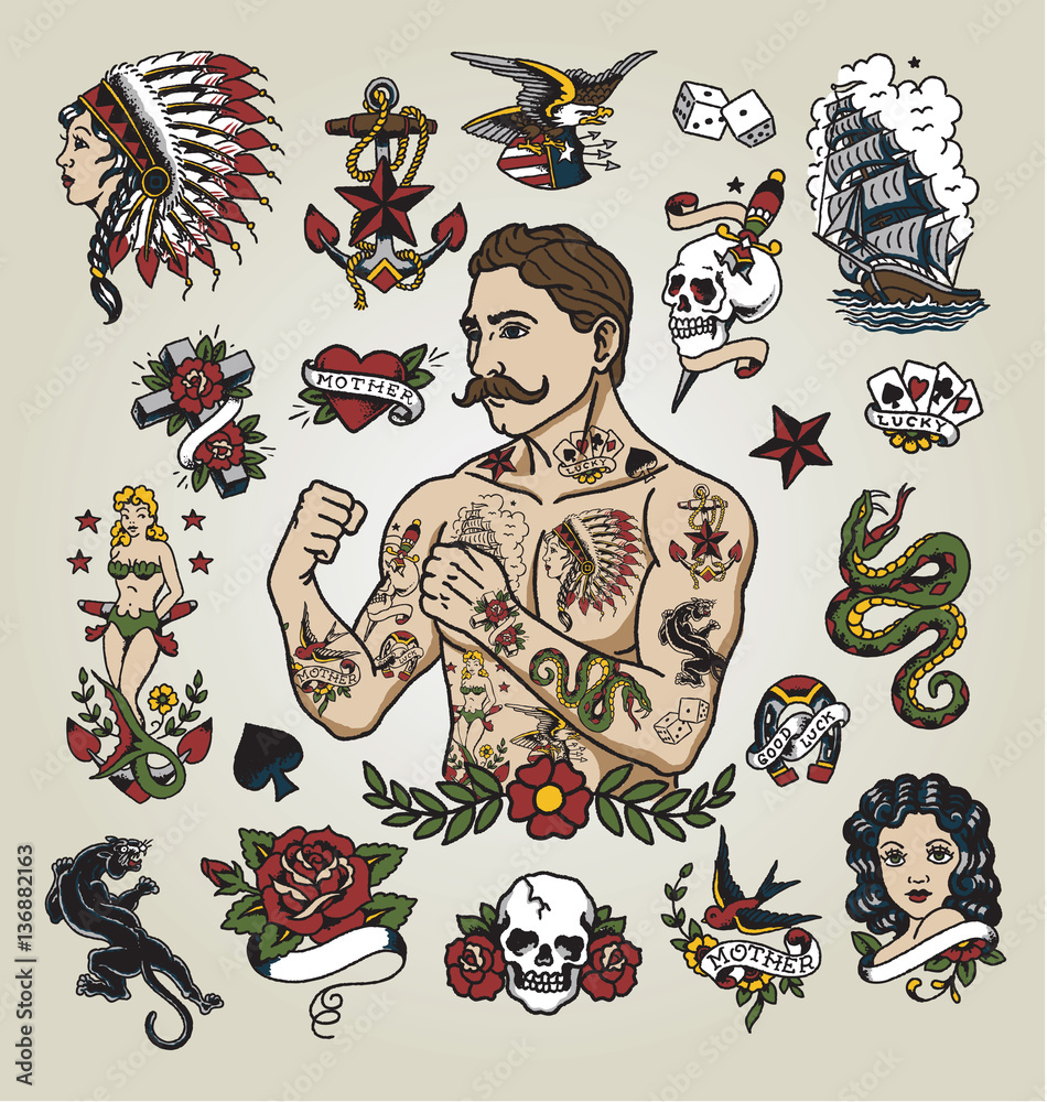 bold flash tattoos for men