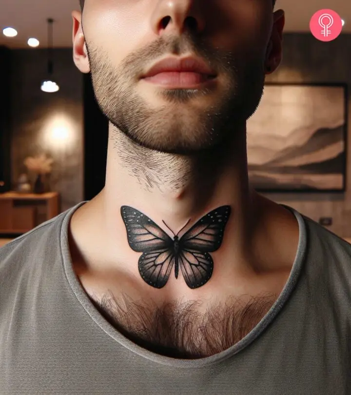 bold front neck tattoos for men