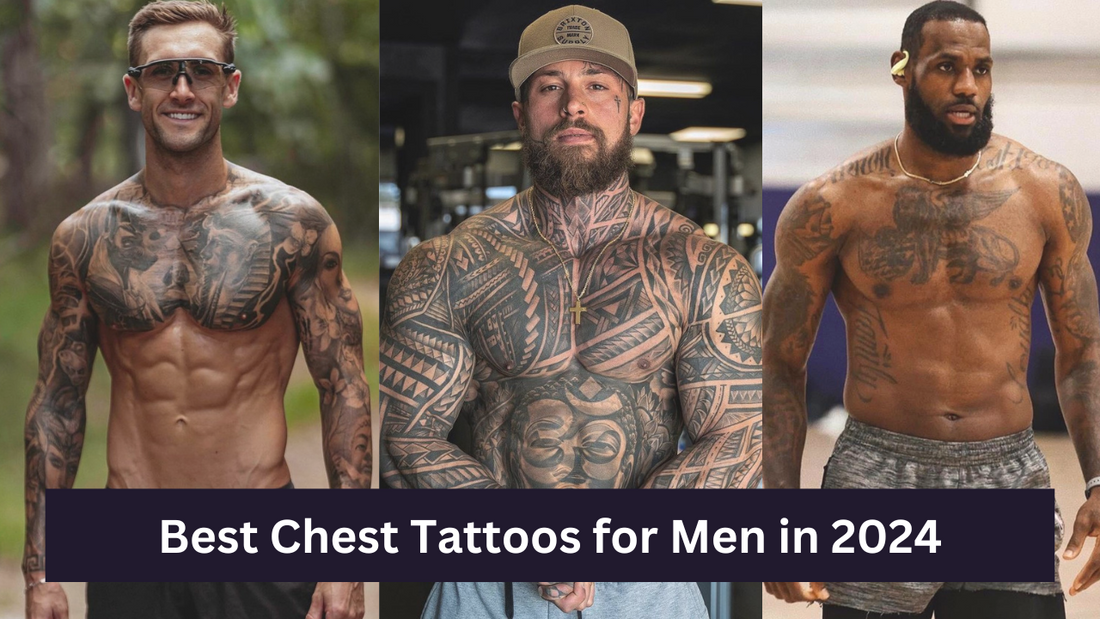 bold half chest tattoos for men.