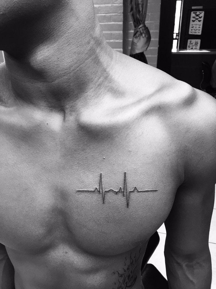 bold heart tattoos for men on chest