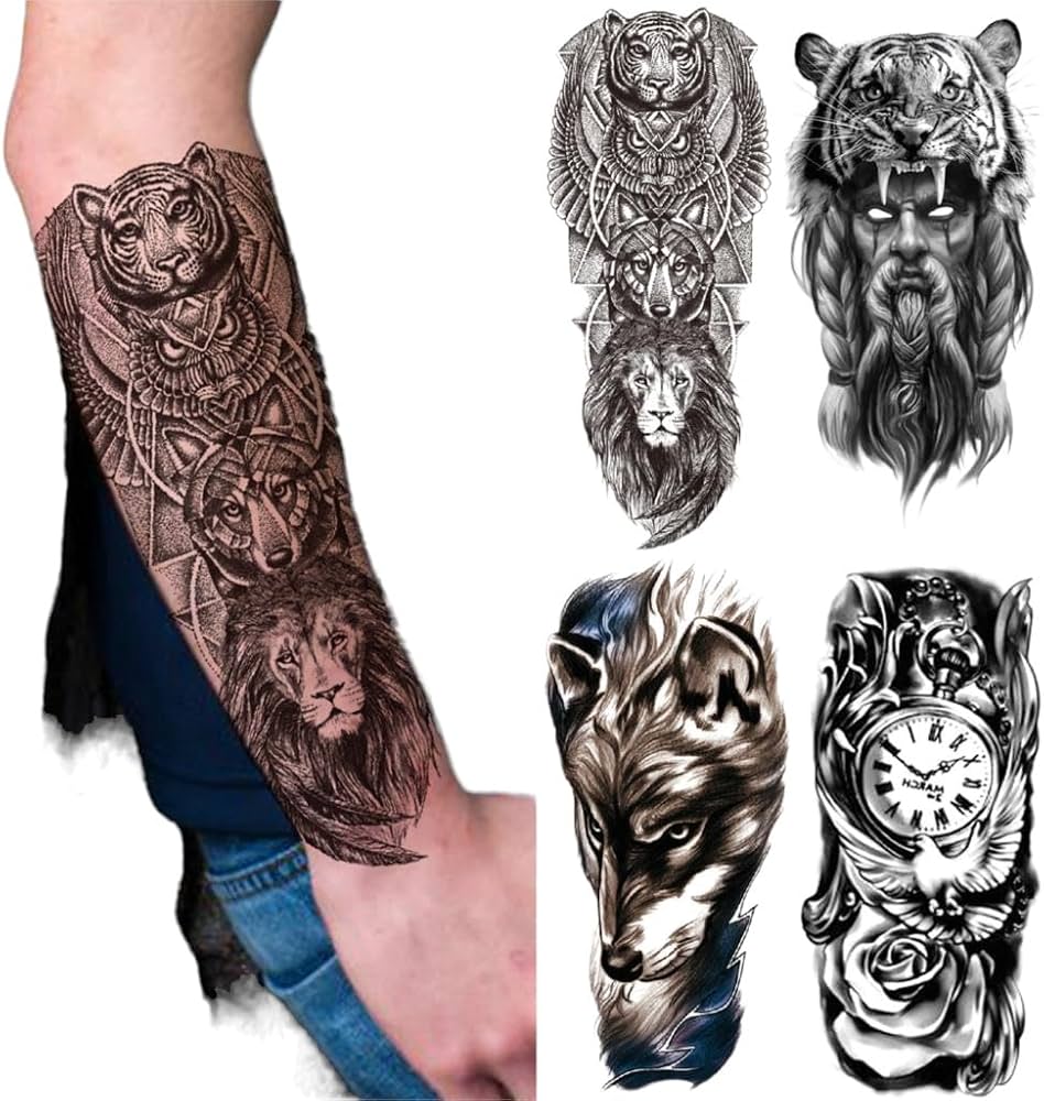 bold lion forearm tattoos for men inspiration