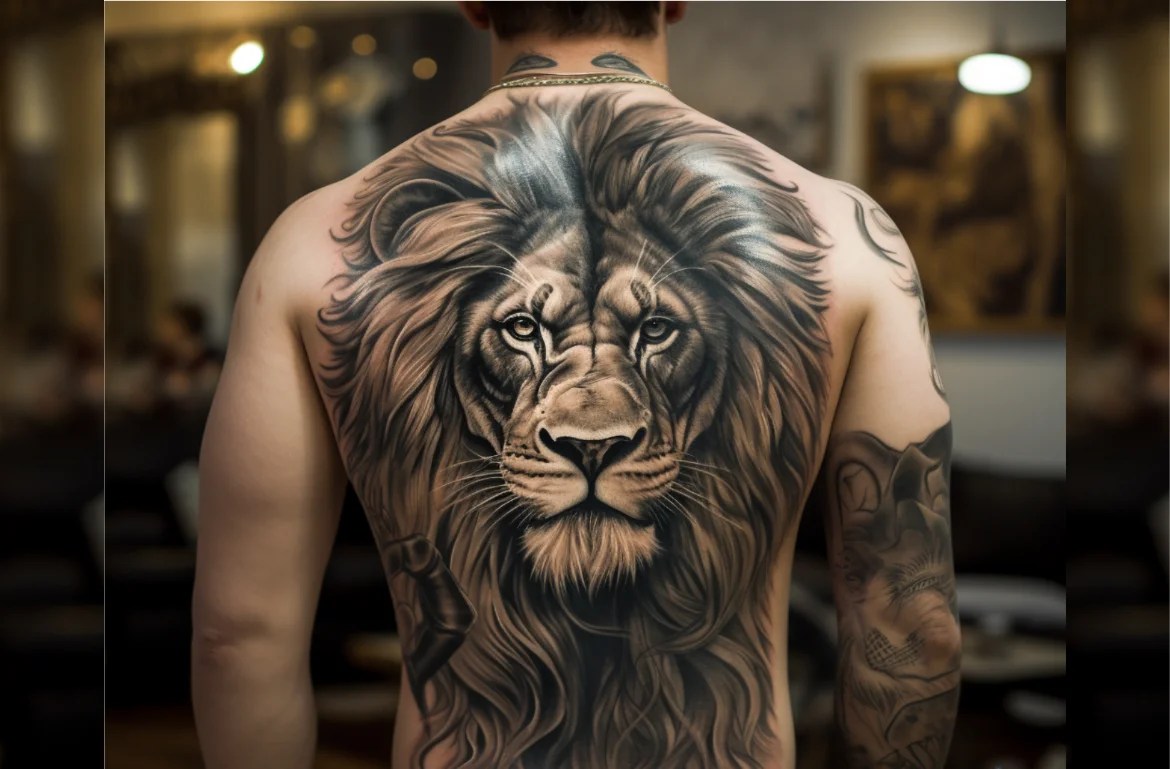 bold lion tattoos for men