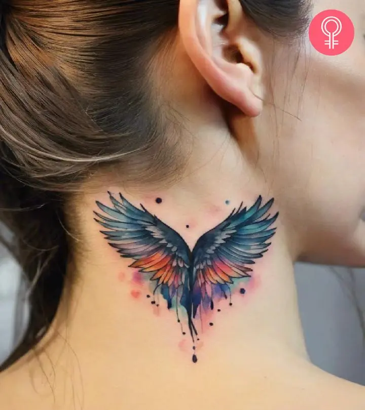 bold neck tattoos for men wings inspirations