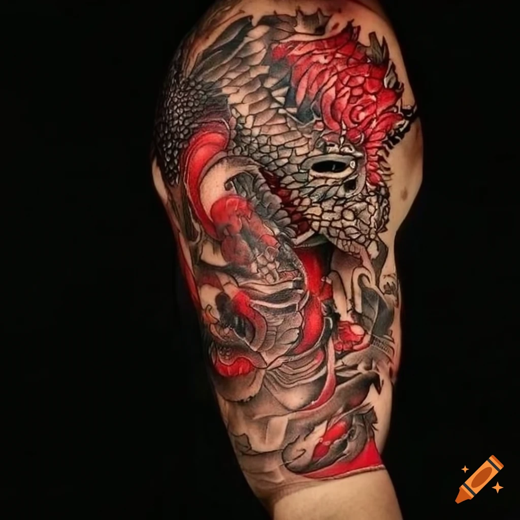 bold shoulder tattoos for men with dragon motifs