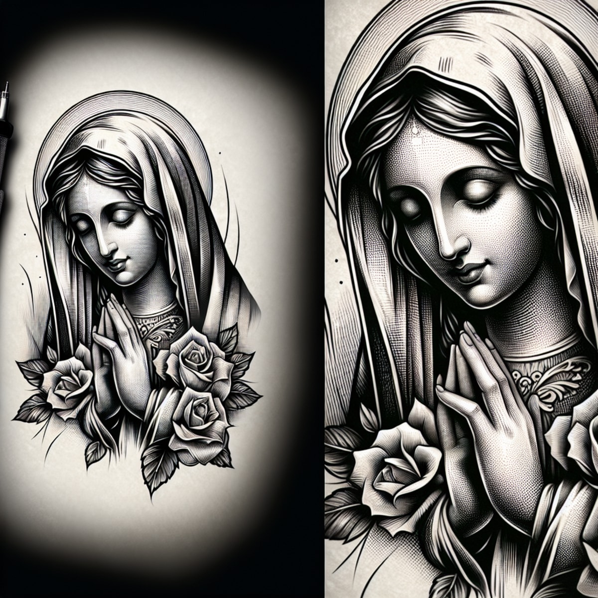 bold Virgin Mary tattoos for men.