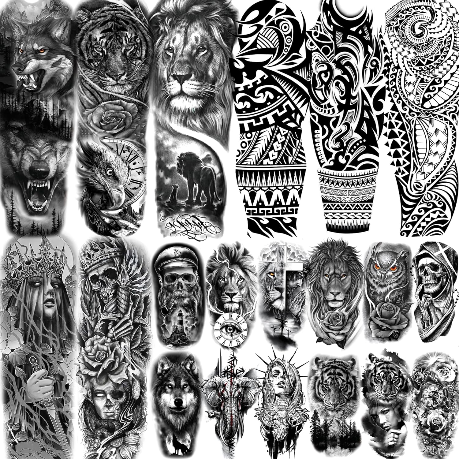 bold wolf tattoo sleeve concepts for men