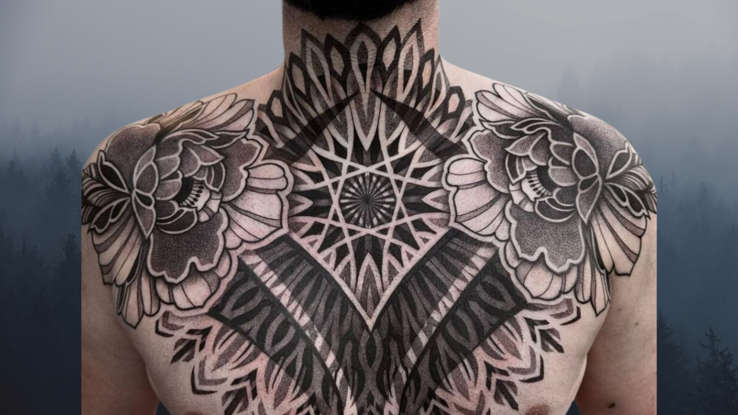 chest and shoulder tattoo for men 0017