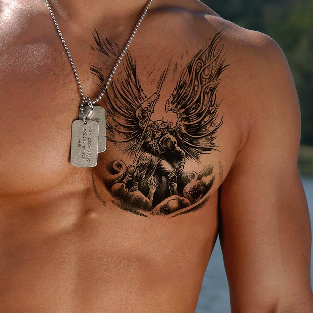 chest and shoulder tattoo for men 0019