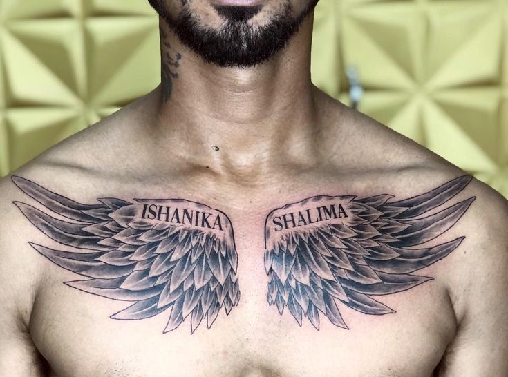 chest tattoos for men wings designs