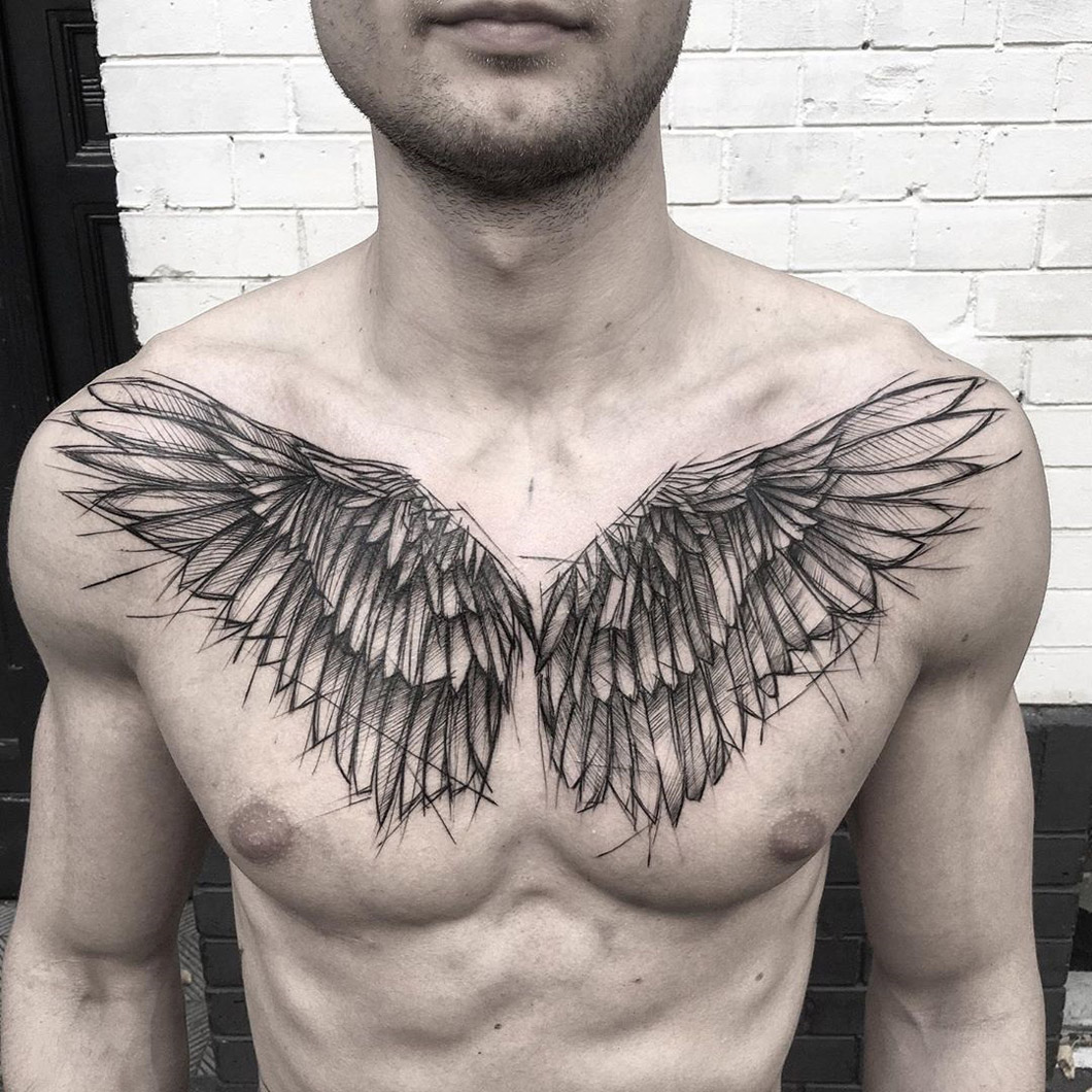 chest tattoos for men wings 0012