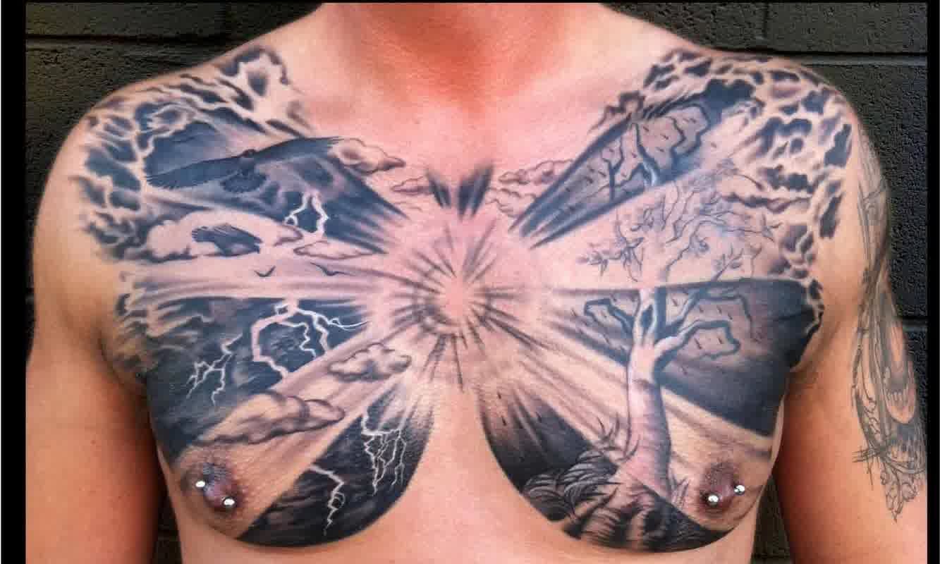 chest tattoos for men with clouds 0013