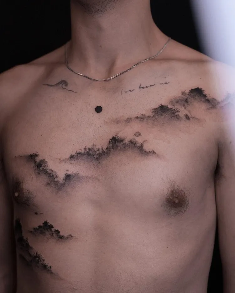 chest tattoos for men with clouds 0044