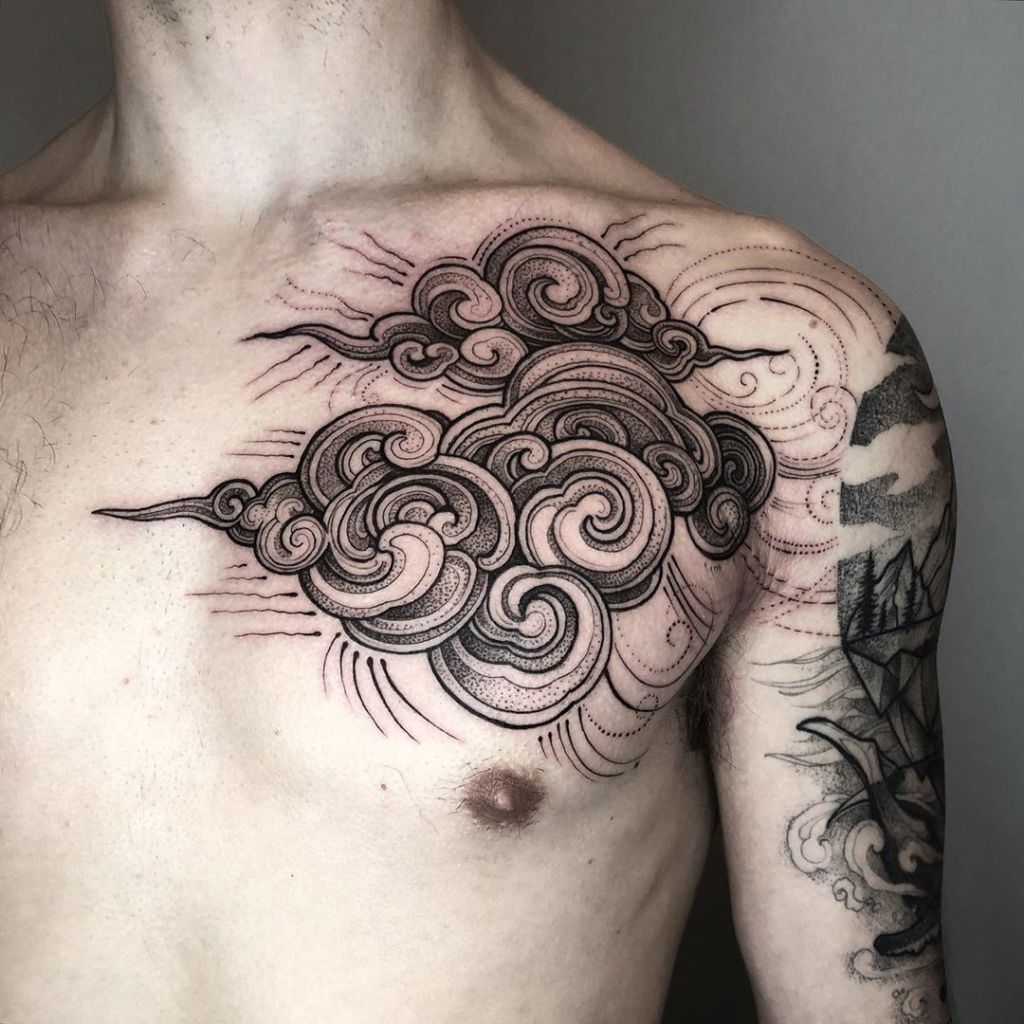 chest tattoos for men with clouds 0054