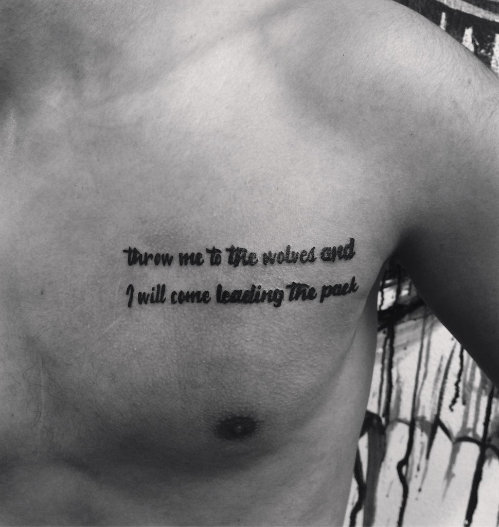 chest tattoos words for men 0014