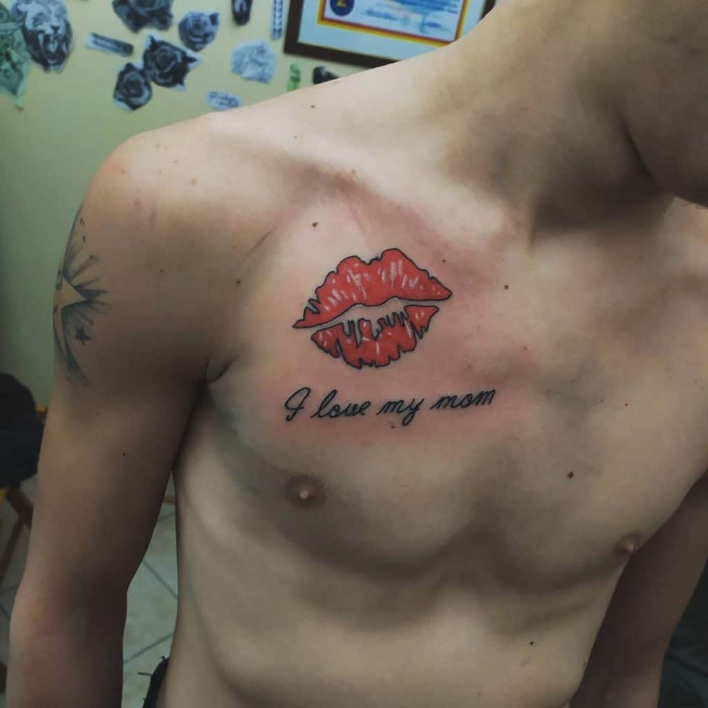 chest tattoos words for men 0015