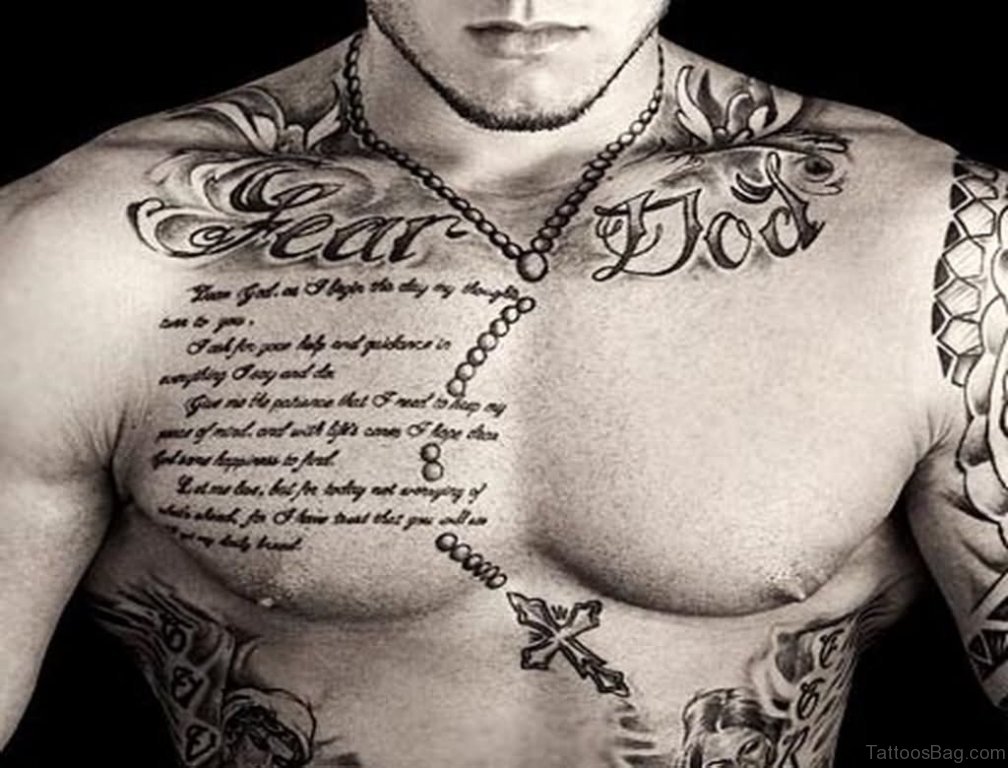 chest tattoos words for men 0024