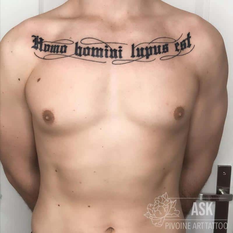 chest tattoos words for men 0034