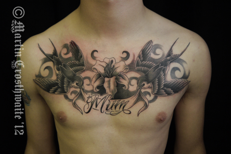 chest tattoos words for men 0056