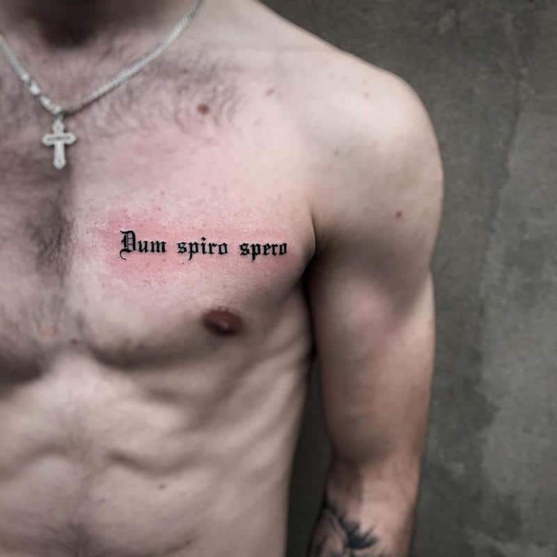 chest tattoos words for men 0070