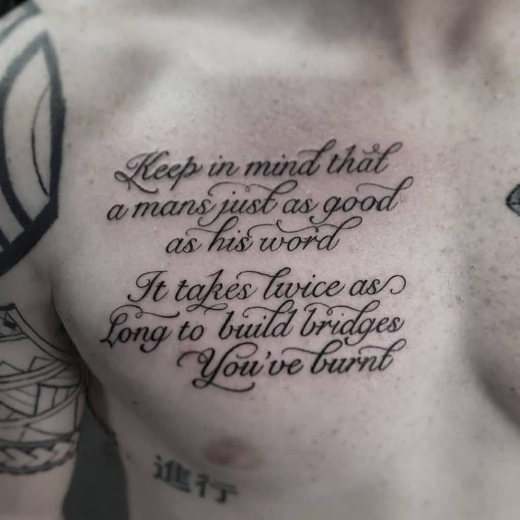 chest tattoos words for men 0077