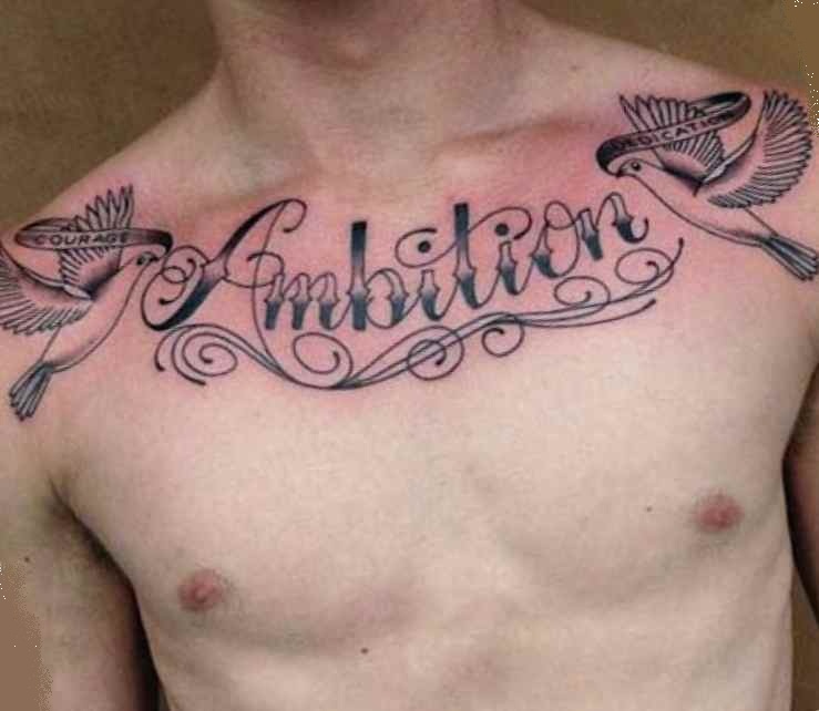 chest tattoos words for men 0086